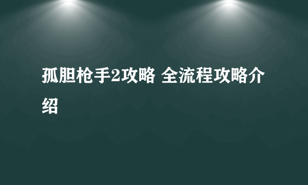 孤胆枪手2攻略 全流程攻略介绍