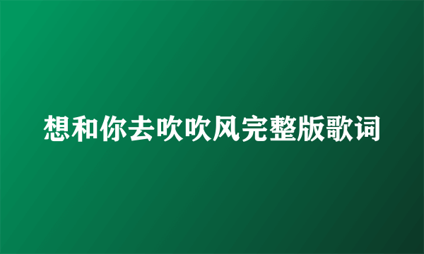 想和你去吹吹风完整版歌词