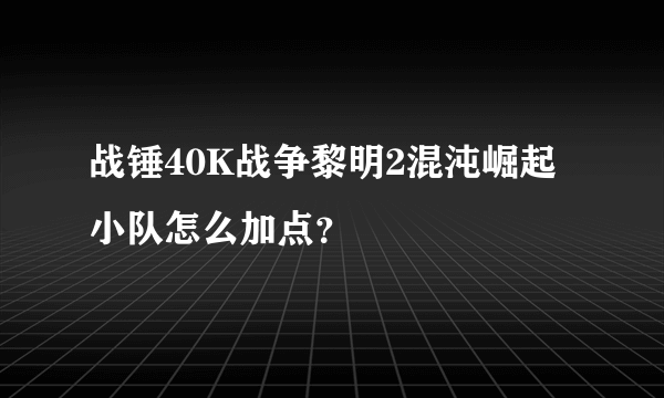 战锤40K战争黎明2混沌崛起小队怎么加点？