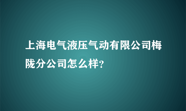 上海电气液压气动有限公司梅陇分公司怎么样？