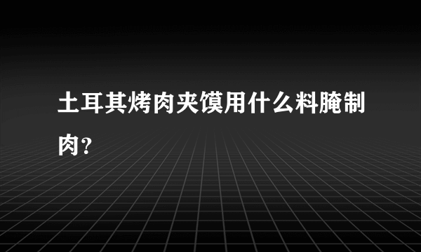 土耳其烤肉夹馍用什么料腌制肉？