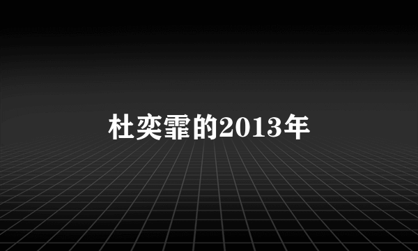 杜奕霏的2013年