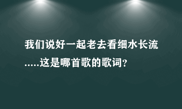 我们说好一起老去看细水长流.....这是哪首歌的歌词？