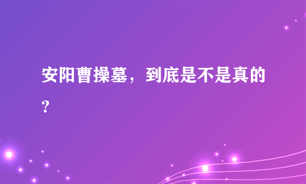 安阳曹操墓，到底是不是真的？