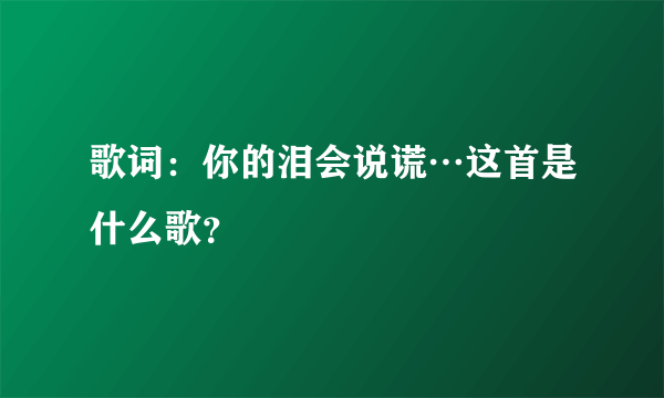 歌词：你的泪会说谎…这首是什么歌？