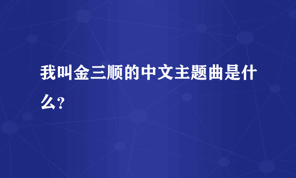 我叫金三顺的中文主题曲是什么？