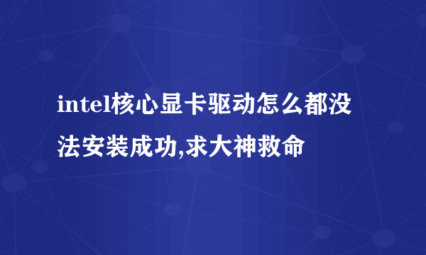 intel核心显卡驱动怎么都没法安装成功,求大神救命