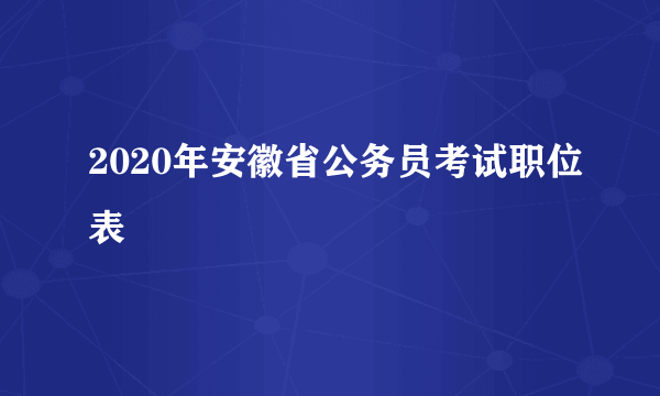 2020年安徽省公务员考试职位表