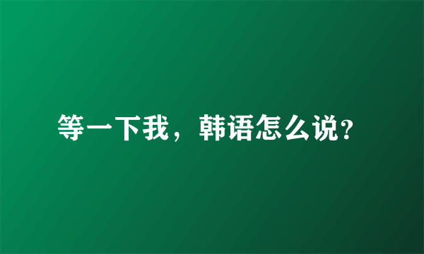 等一下我，韩语怎么说？