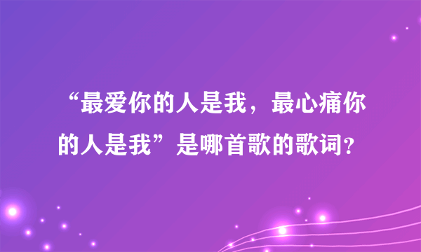 “最爱你的人是我，最心痛你的人是我”是哪首歌的歌词？