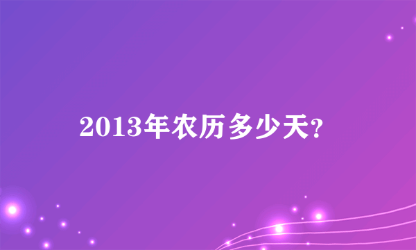 2013年农历多少天？