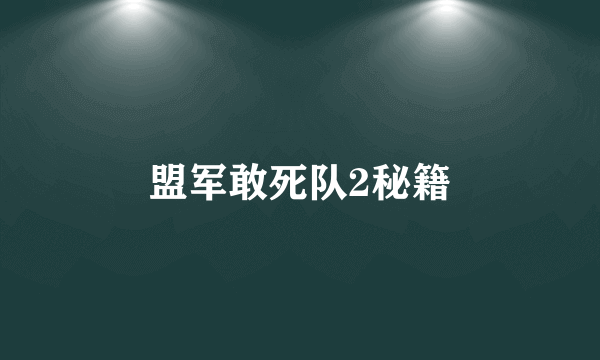 盟军敢死队2秘籍