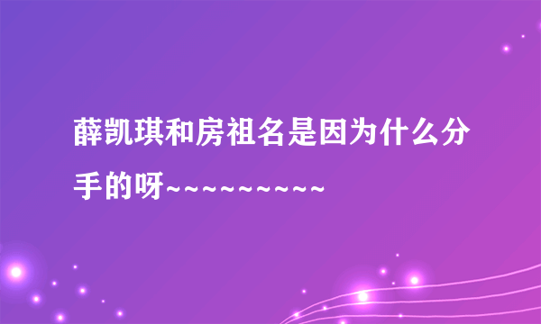 薛凯琪和房祖名是因为什么分手的呀~~~~~~~~~