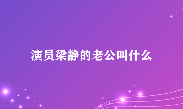 演员梁静的老公叫什么