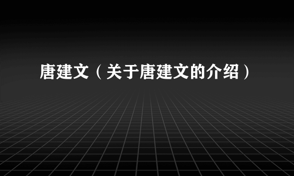 唐建文（关于唐建文的介绍）