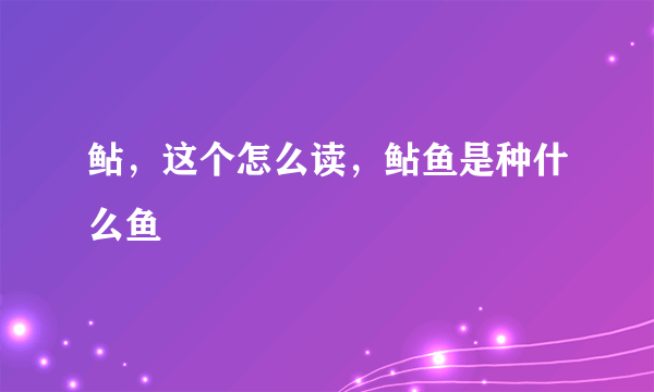 鲇，这个怎么读，鲇鱼是种什么鱼