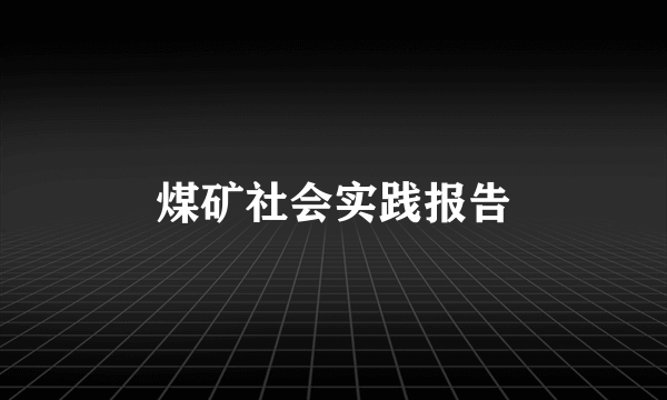 煤矿社会实践报告