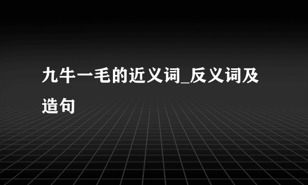 九牛一毛的近义词_反义词及造句