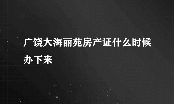 广饶大海丽苑房产证什么时候办下来