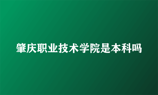 肇庆职业技术学院是本科吗