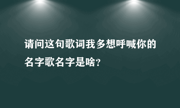 请问这句歌词我多想呼喊你的名字歌名字是啥？