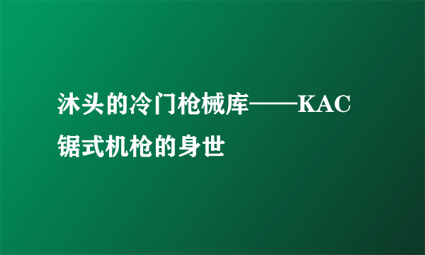 沐头的冷门枪械库——KAC锯式机枪的身世