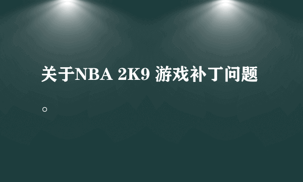 关于NBA 2K9 游戏补丁问题。