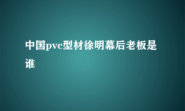 中国pvc型材徐明幕后老板是谁