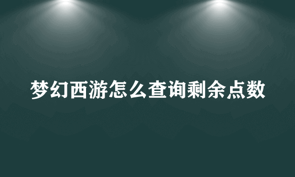 梦幻西游怎么查询剩余点数