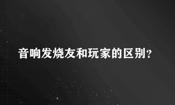 音响发烧友和玩家的区别？