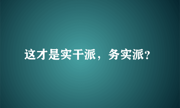 这才是实干派，务实派？