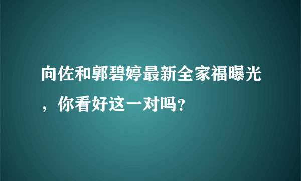 向佐和郭碧婷最新全家福曝光，你看好这一对吗？