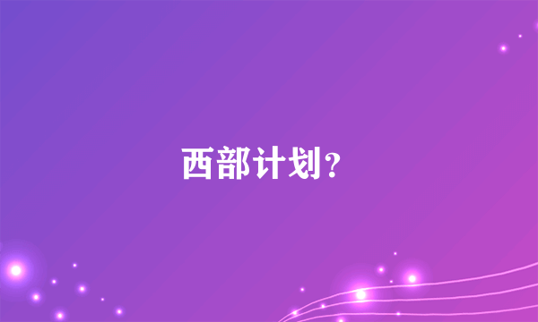 西部计划？