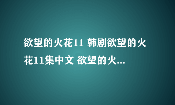 欲望的火花11 韩剧欲望的火花11集中文 欲望的火花全集11