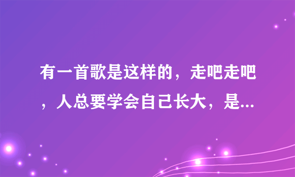 有一首歌是这样的，走吧走吧，人总要学会自己长大，是什么歌！