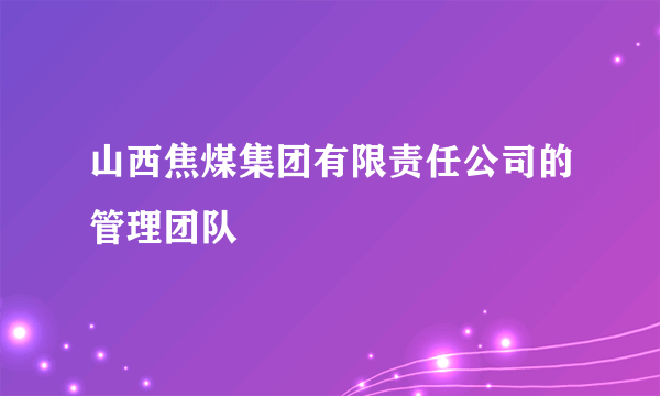 山西焦煤集团有限责任公司的管理团队