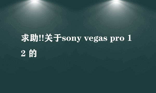 求助!!关于sony vegas pro 12 的問題