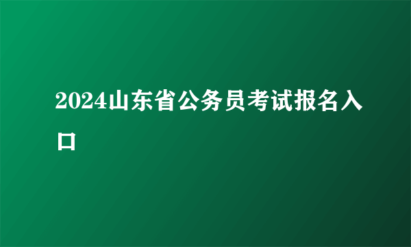 2024山东省公务员考试报名入口