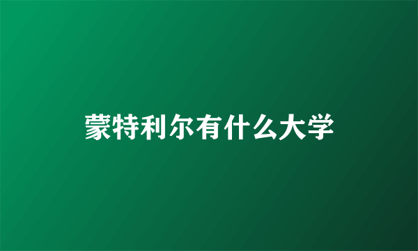 蒙特利尔有什么大学