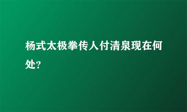 杨式太极拳传人付清泉现在何处？