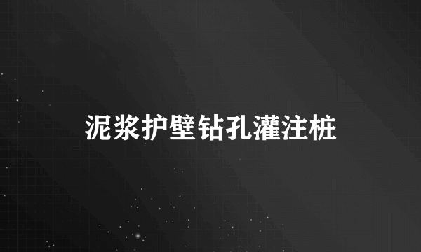 泥浆护壁钻孔灌注桩