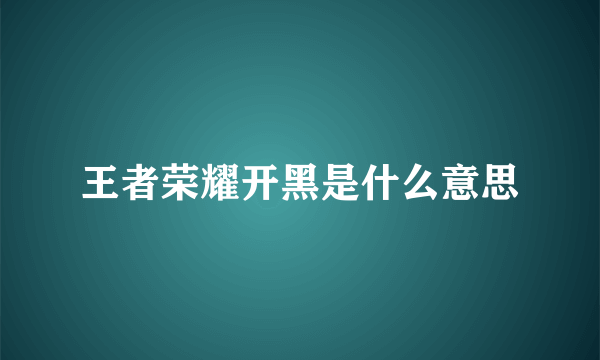 王者荣耀开黑是什么意思