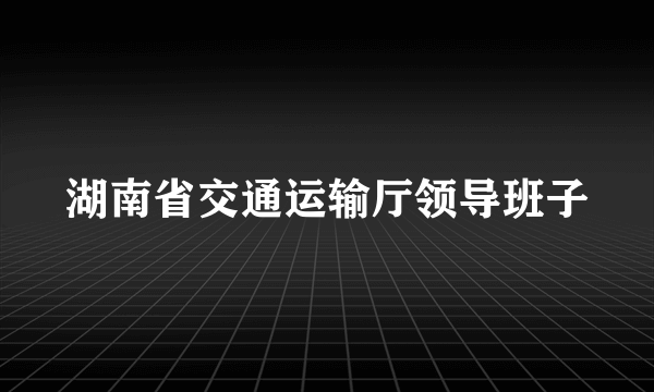 湖南省交通运输厅领导班子