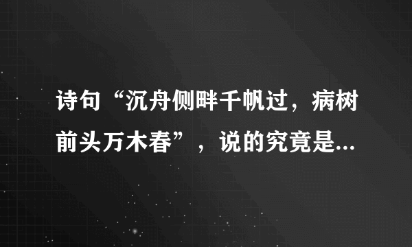 诗句“沉舟侧畔千帆过，病树前头万木春”，说的究竟是什么意思？