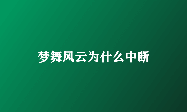 梦舞风云为什么中断