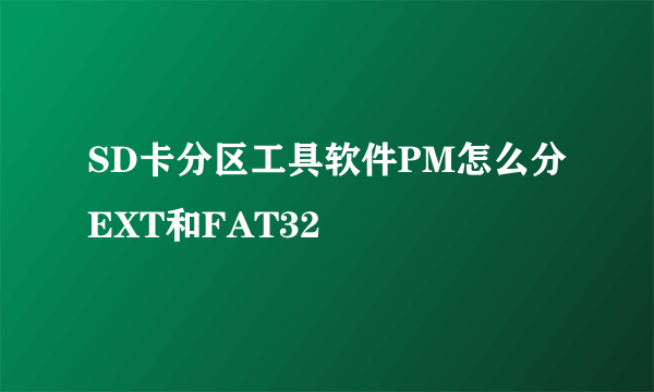 SD卡分区工具软件PM怎么分EXT和FAT32