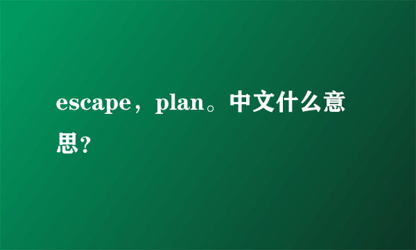 escape，plan。中文什么意思？