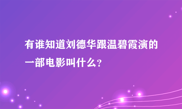 有谁知道刘德华跟温碧霞演的一部电影叫什么？