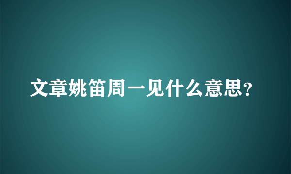 文章姚笛周一见什么意思？