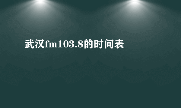 武汉fm103.8的时间表